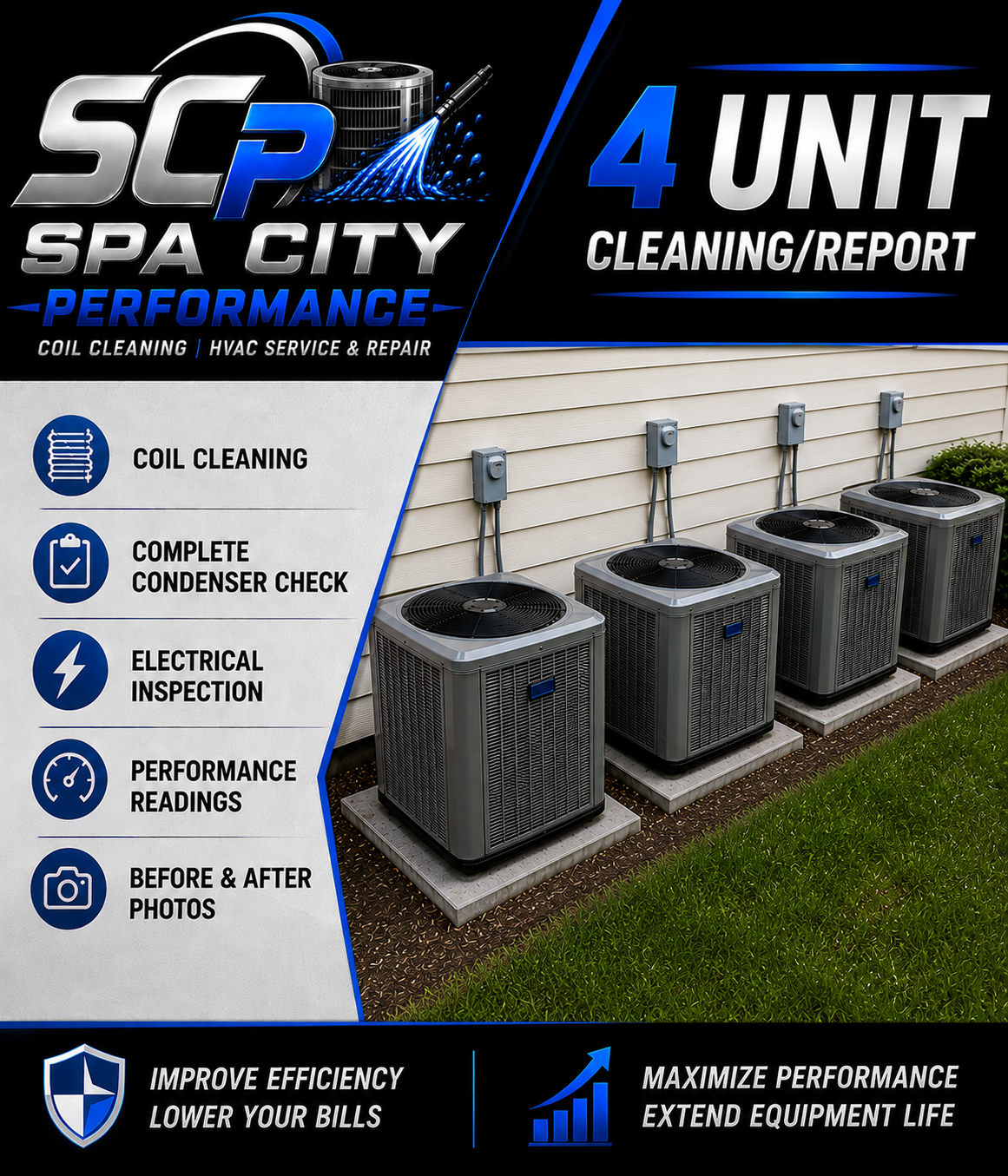 4 Condensing Units Cleaning w/report at same address