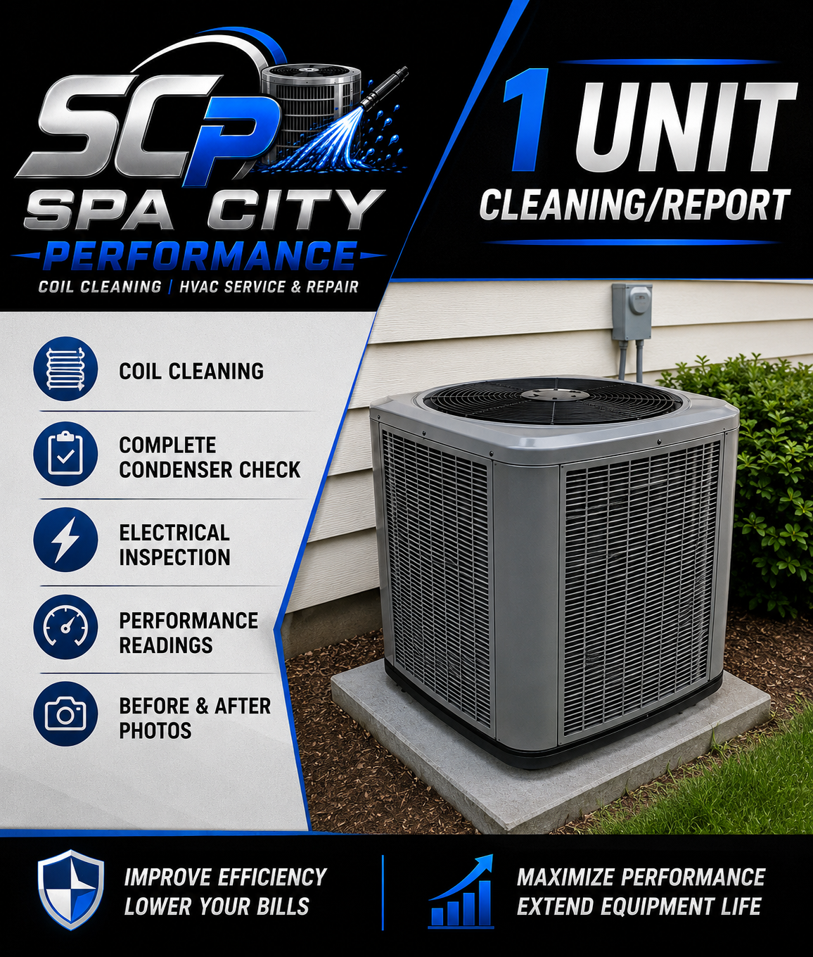1 Condensing Unit Cleaning w/report