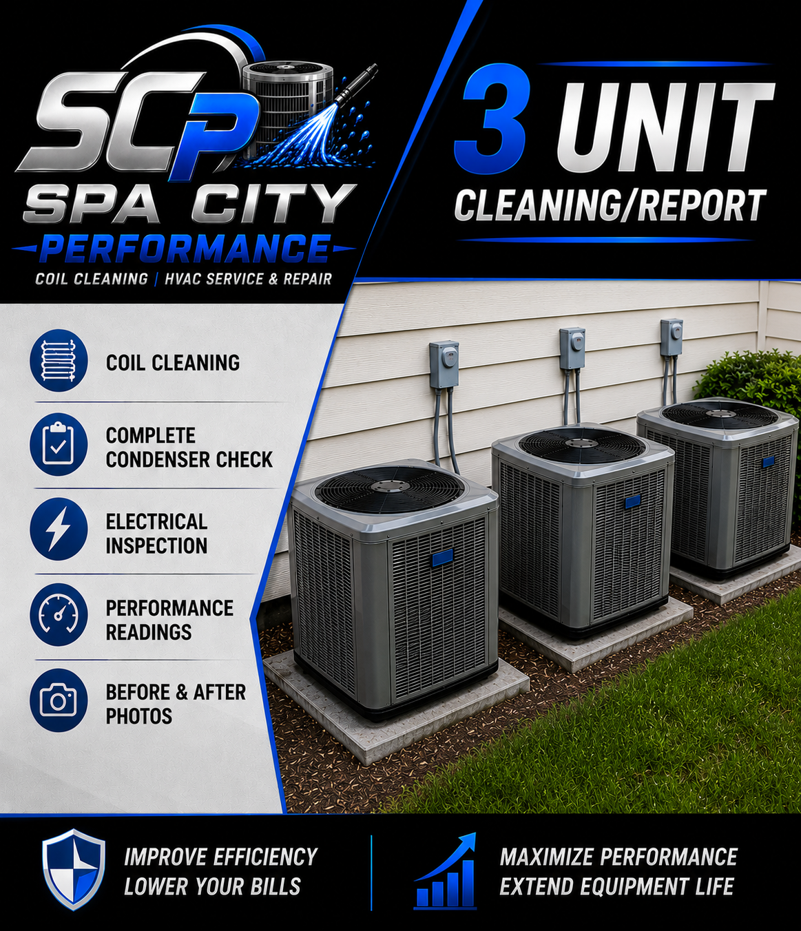 3 Condensing Units Cleaning w/report at same address