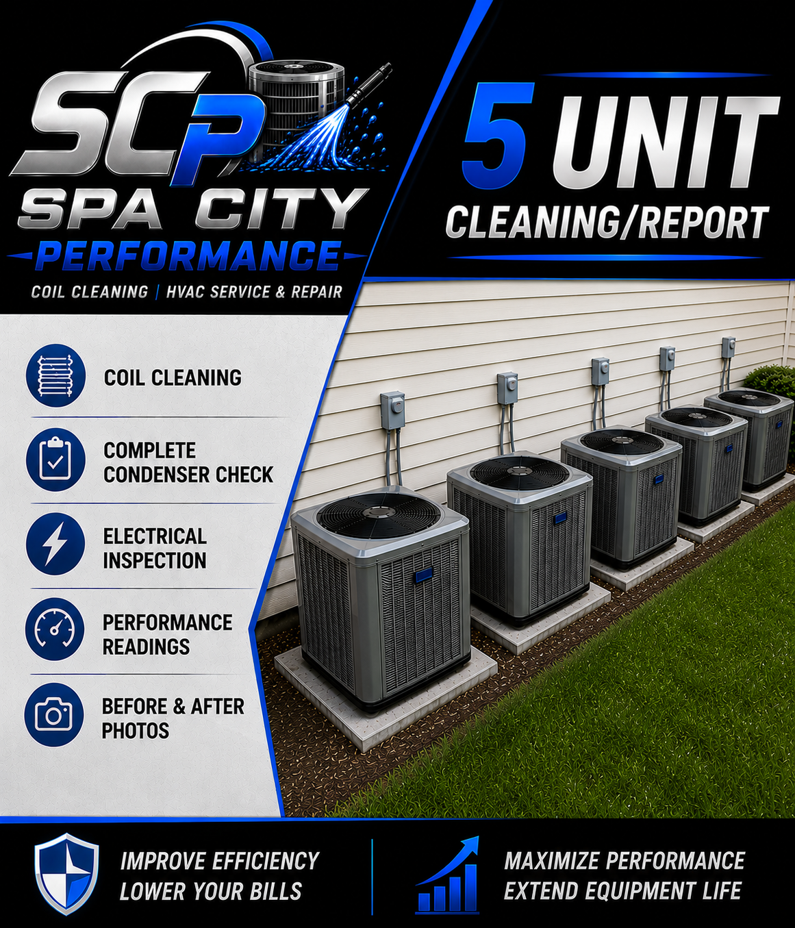 5 Condensing Units Cleaning w/report at same address